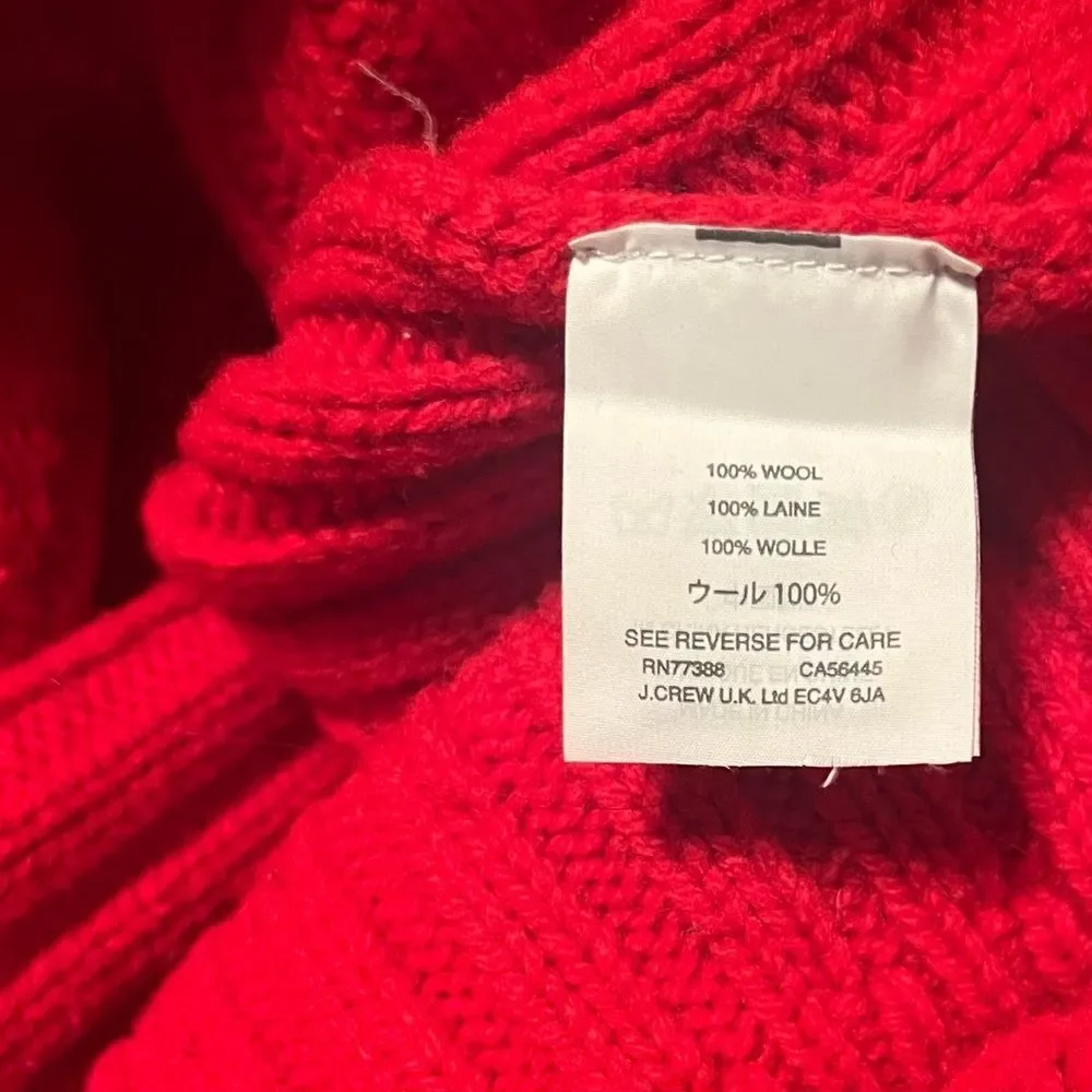 J. Crew Hawthorne Cable Knit Pom-Pom 100% Wool Sweater
